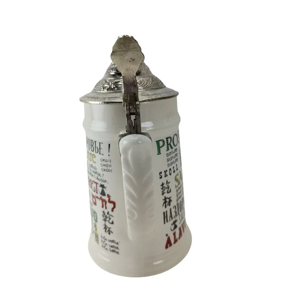 Cheers Around The World Beer Stein W/Lid Barware Vintage